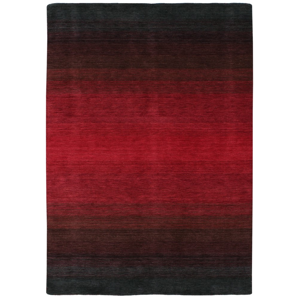 Panorama Modern Wool Striped Rug HLD180805 in Black Red